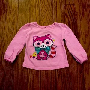 Pink long sleeve T-shirt with a pink fox character